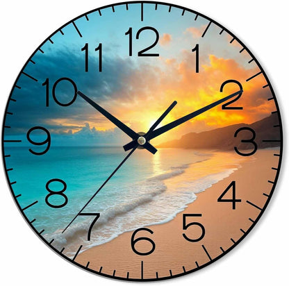 Lemon Wall Clock Yellow-Green Lemon Leaves Battery Powered Wall Clock Silent Non Ticking 10 Inch for Living Room, Kitchen, Home,Bathroom, Bedroom - Colors B