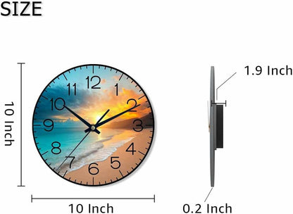 Lemon Wall Clock Yellow-Green Lemon Leaves Battery Powered Wall Clock Silent Non Ticking 10 Inch for Living Room, Kitchen, Home,Bathroom, Bedroom - Colors B