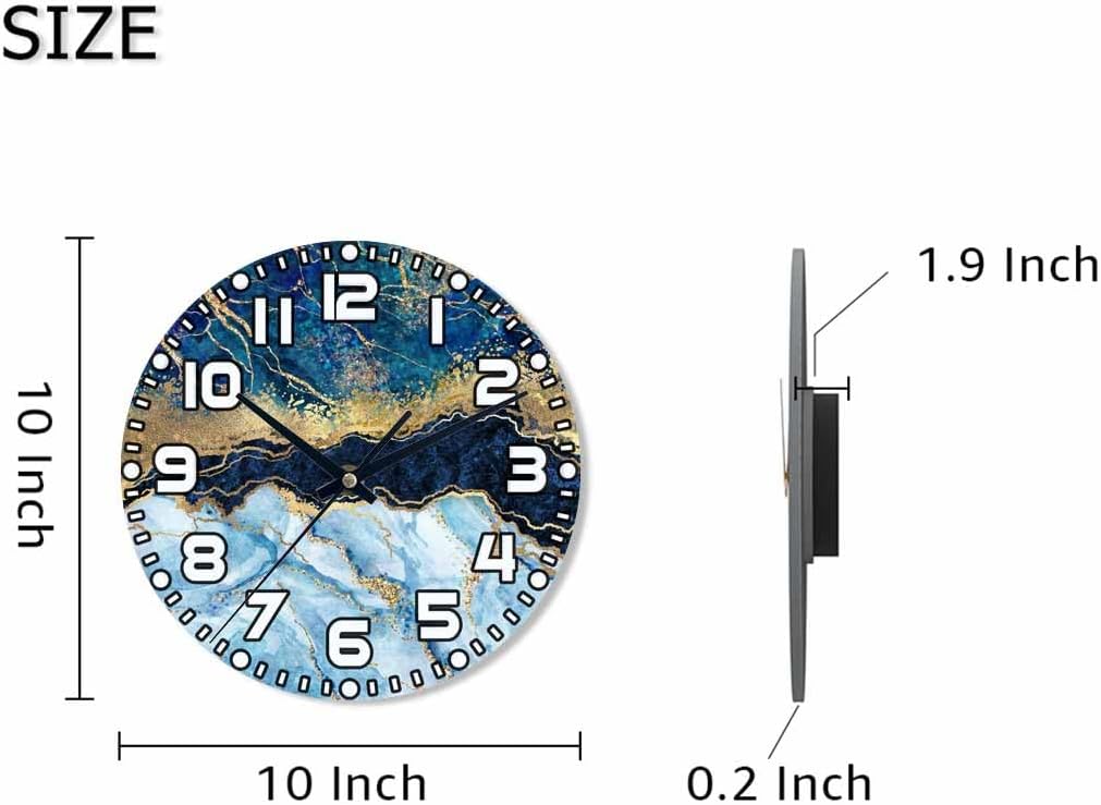 Lemon Wall Clock Yellow-Green Lemon Leaves Battery Powered Wall Clock Silent Non Ticking 10 Inch for Living Room, Kitchen, Home,Bathroom, Bedroom - Colors B