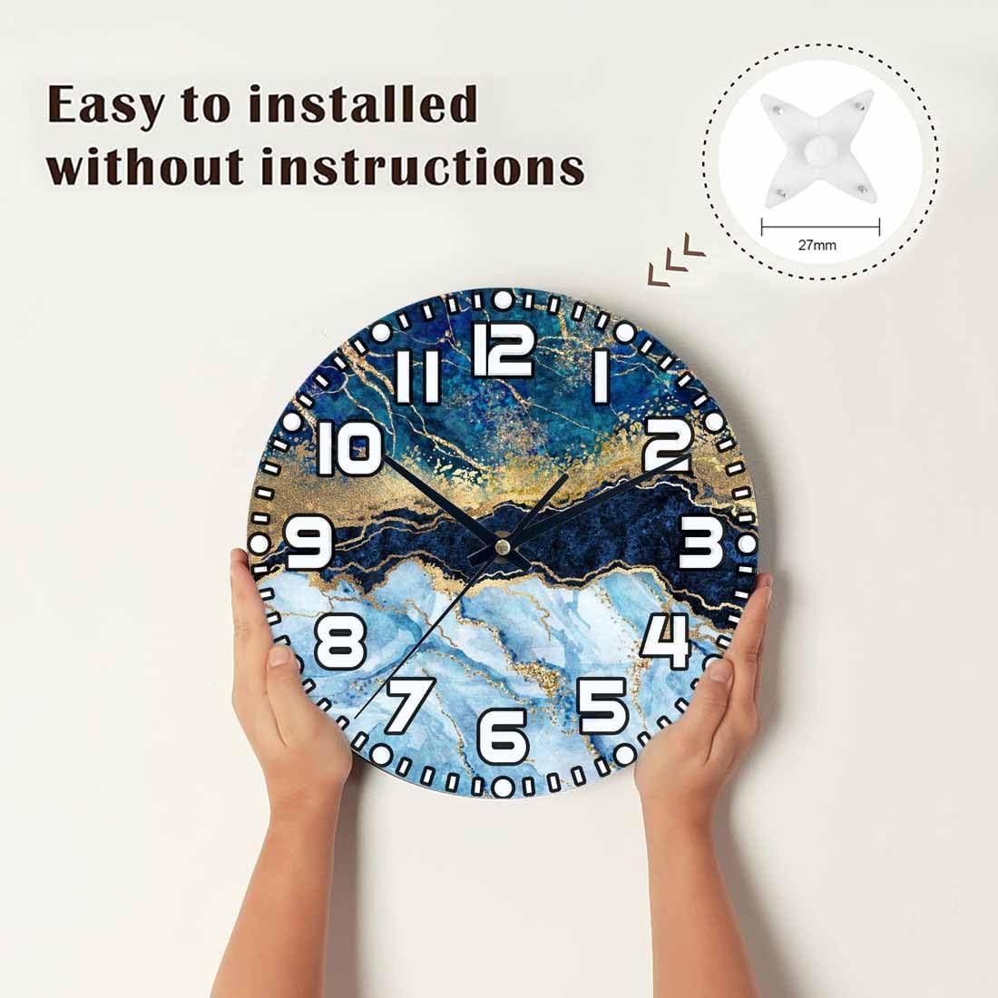 Lemon Wall Clock Yellow-Green Lemon Leaves Battery Powered Wall Clock Silent Non Ticking 10 Inch for Living Room, Kitchen, Home,Bathroom, Bedroom - Colors B