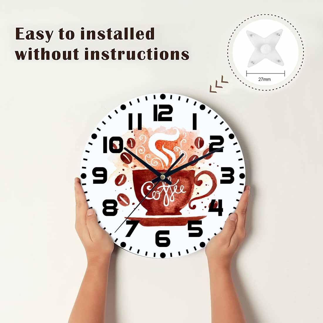 Lemon Wall Clock Yellow-Green Lemon Leaves Battery Powered Wall Clock Silent Non Ticking 10 Inch for Living Room, Kitchen, Home,Bathroom, Bedroom - Colors B