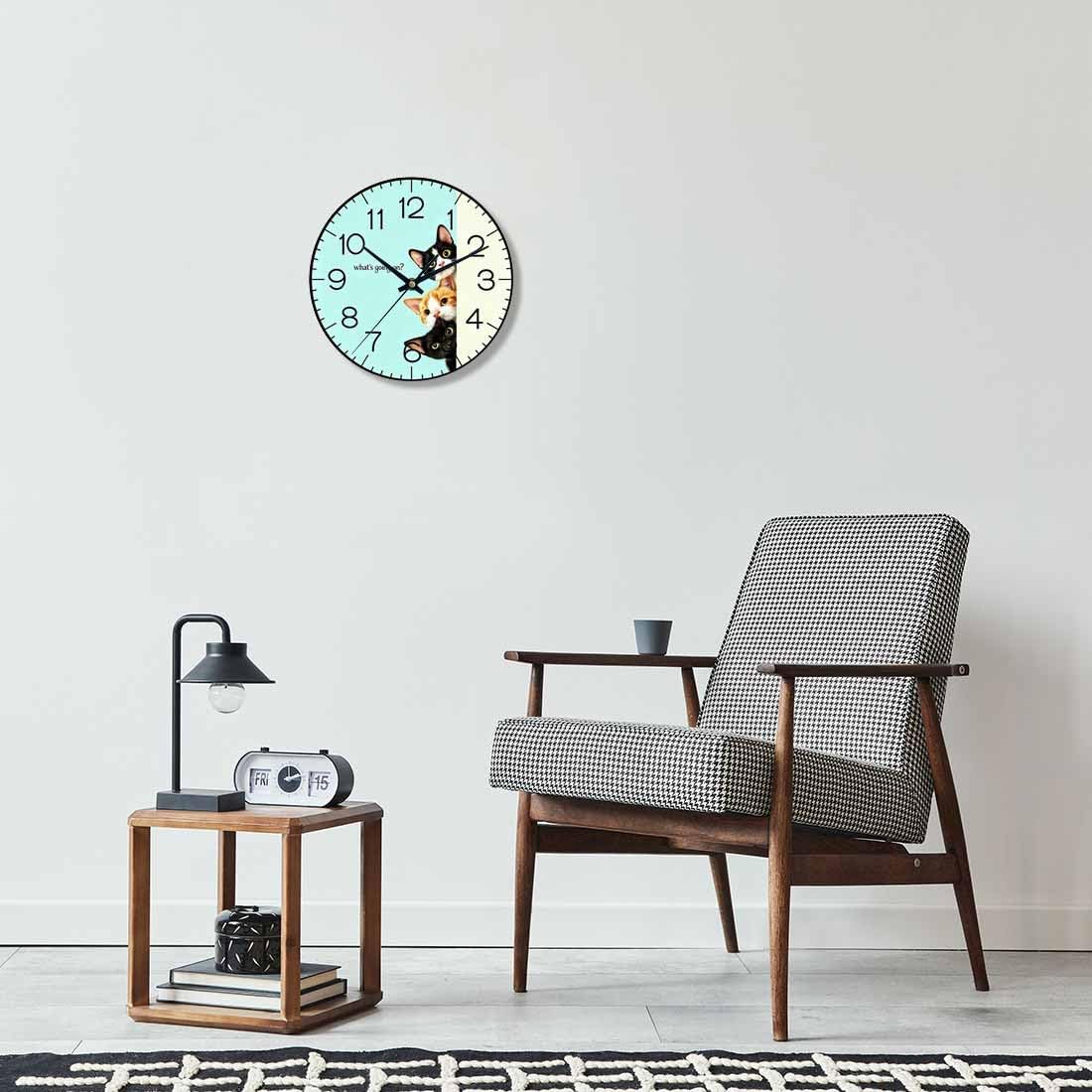 Lemon Wall Clock Yellow-Green Lemon Leaves Battery Powered Wall Clock Silent Non Ticking 10 Inch for Living Room, Kitchen, Home,Bathroom, Bedroom - Colors B