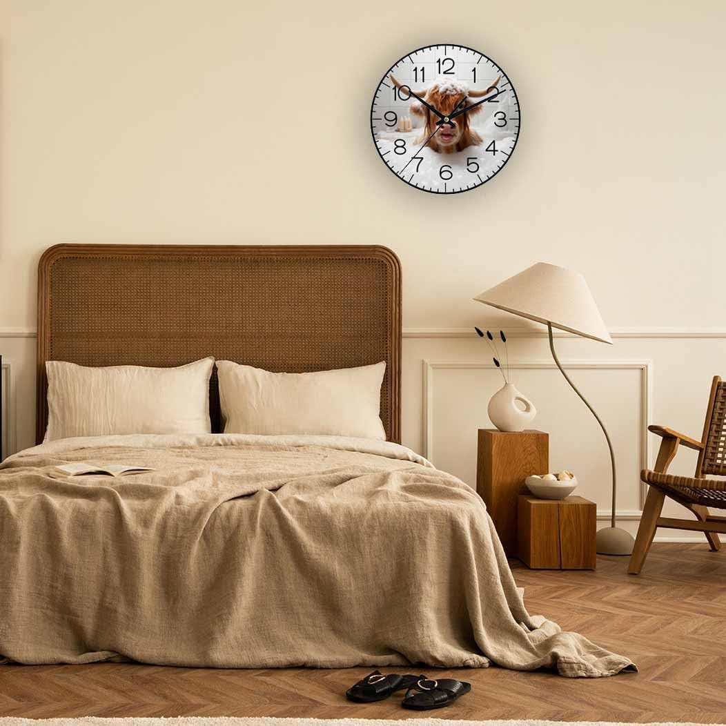 Lemon Wall Clock Yellow-Green Lemon Leaves Battery Powered Wall Clock Silent Non Ticking 10 Inch for Living Room, Kitchen, Home,Bathroom, Bedroom - Colors B