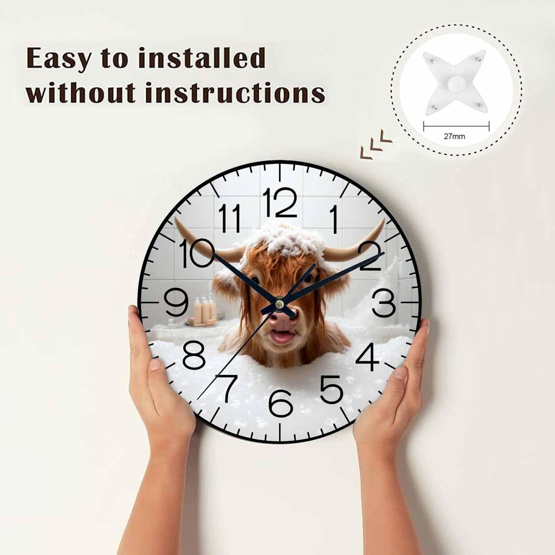 Lemon Wall Clock Yellow-Green Lemon Leaves Battery Powered Wall Clock Silent Non Ticking 10 Inch for Living Room, Kitchen, Home,Bathroom, Bedroom - Colors B