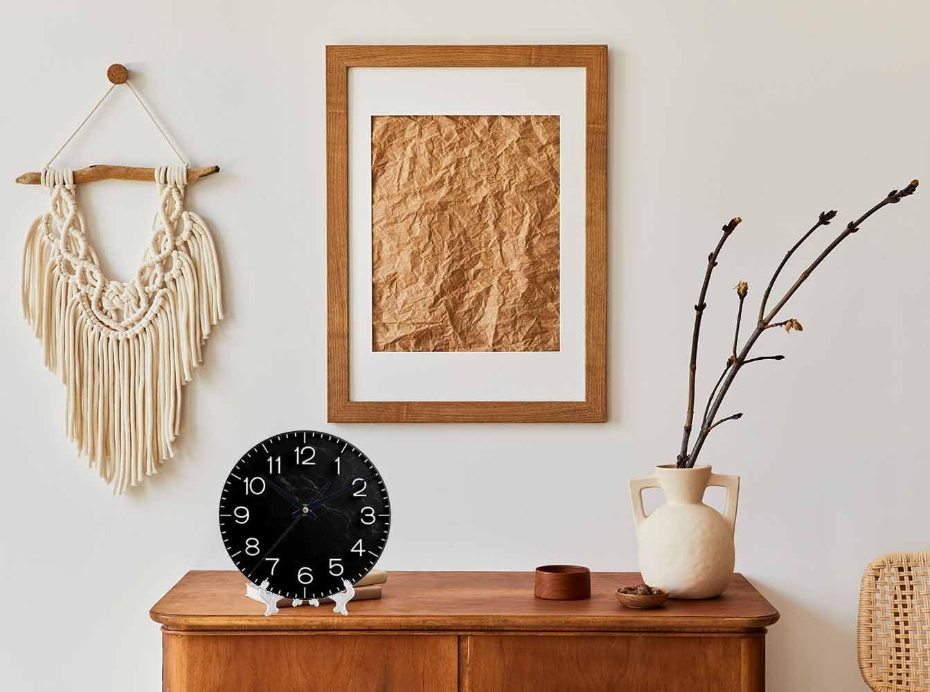 Lemon Wall Clock Yellow-Green Lemon Leaves Battery Powered Wall Clock Silent Non Ticking 10 Inch for Living Room, Kitchen, Home,Bathroom, Bedroom - Colors B
