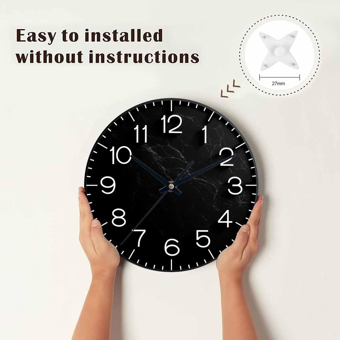 Lemon Wall Clock Yellow-Green Lemon Leaves Battery Powered Wall Clock Silent Non Ticking 10 Inch for Living Room, Kitchen, Home,Bathroom, Bedroom - Colors B