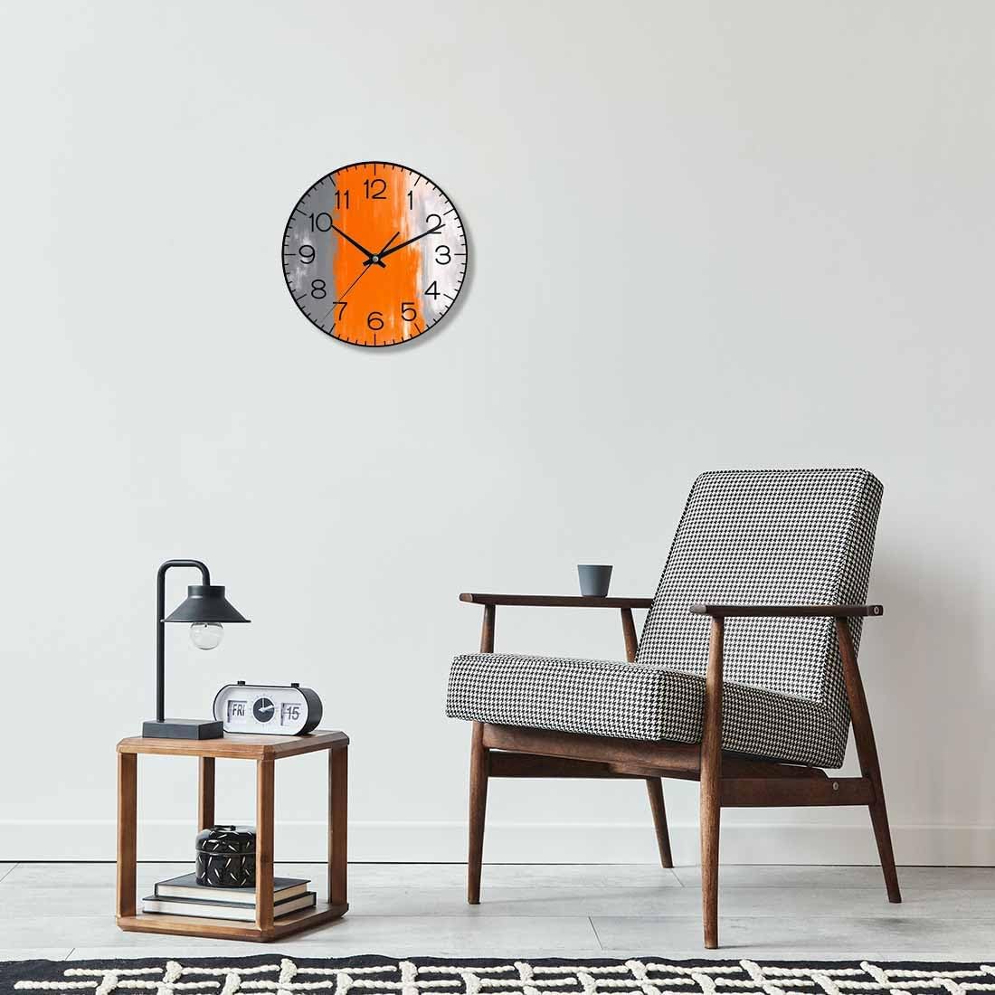Lemon Wall Clock Yellow-Green Lemon Leaves Battery Powered Wall Clock Silent Non Ticking 10 Inch for Living Room, Kitchen, Home,Bathroom, Bedroom - Colors B