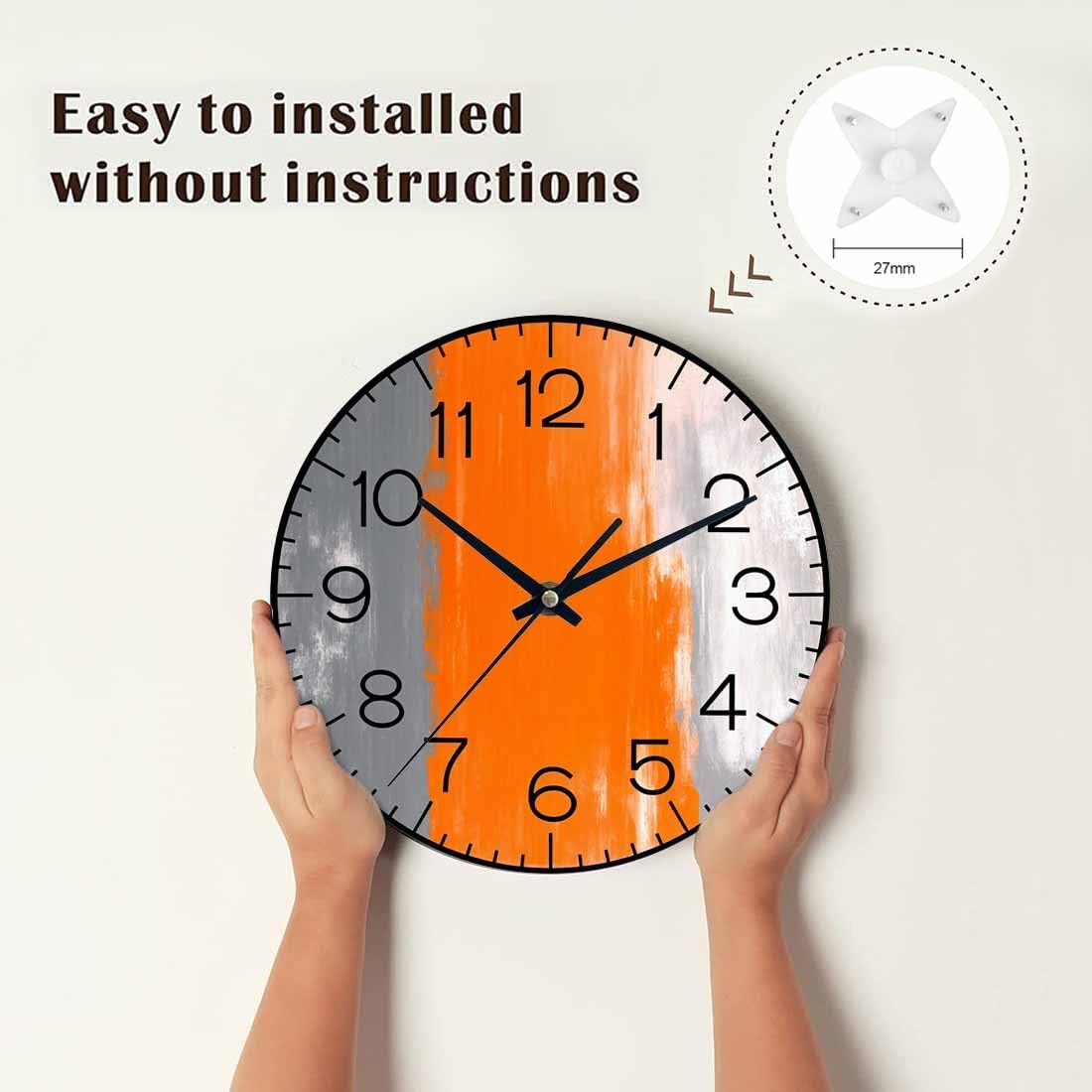 Lemon Wall Clock Yellow-Green Lemon Leaves Battery Powered Wall Clock Silent Non Ticking 10 Inch for Living Room, Kitchen, Home,Bathroom, Bedroom - Colors B