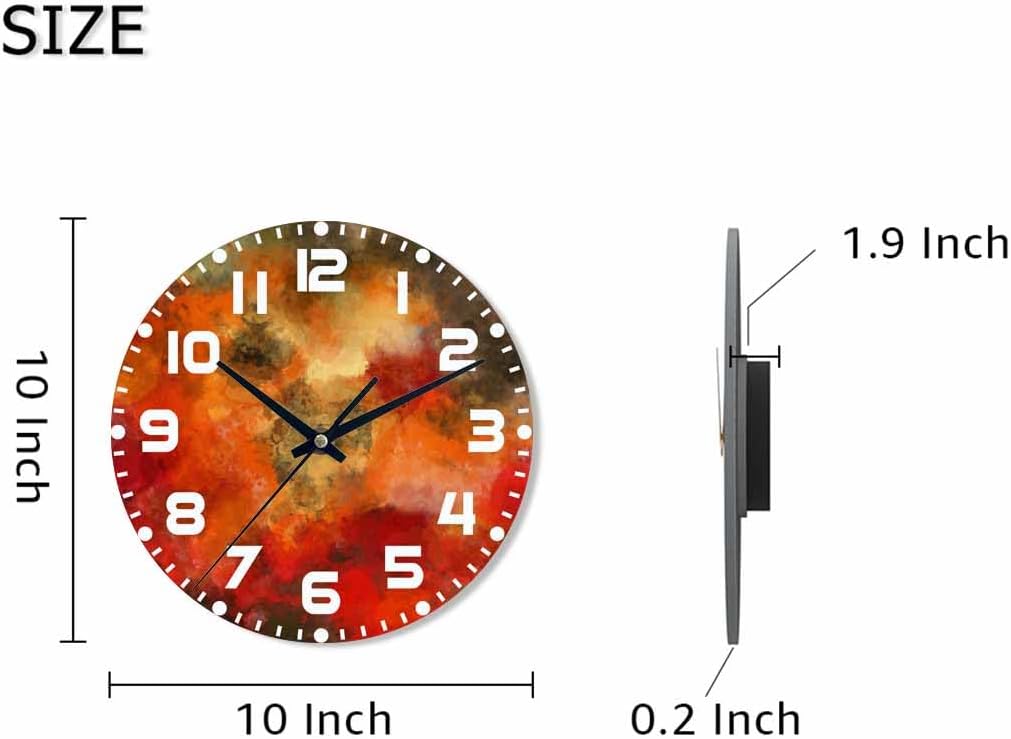 Lemon Wall Clock Yellow-Green Lemon Leaves Battery Powered Wall Clock Silent Non Ticking 10 Inch for Living Room, Kitchen, Home,Bathroom, Bedroom - Colors B