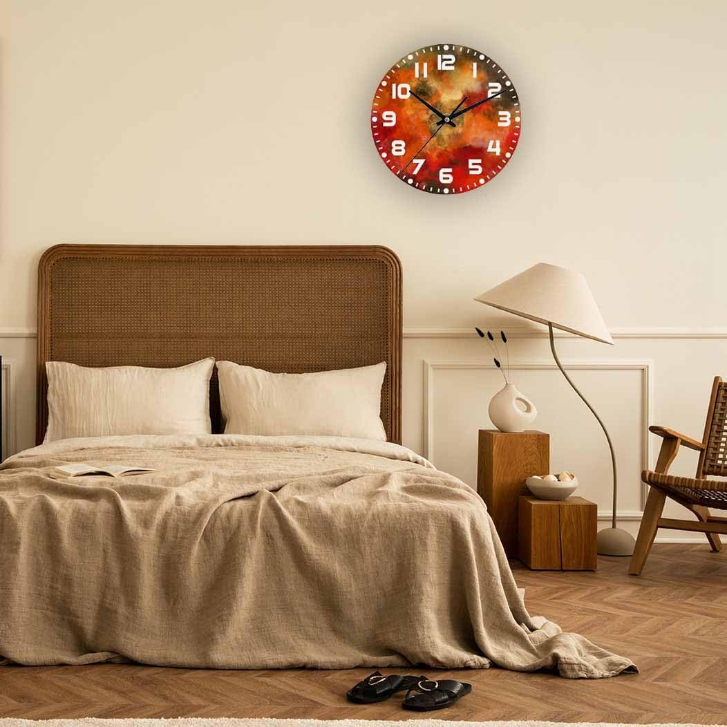 Lemon Wall Clock Yellow-Green Lemon Leaves Battery Powered Wall Clock Silent Non Ticking 10 Inch for Living Room, Kitchen, Home,Bathroom, Bedroom - Colors B