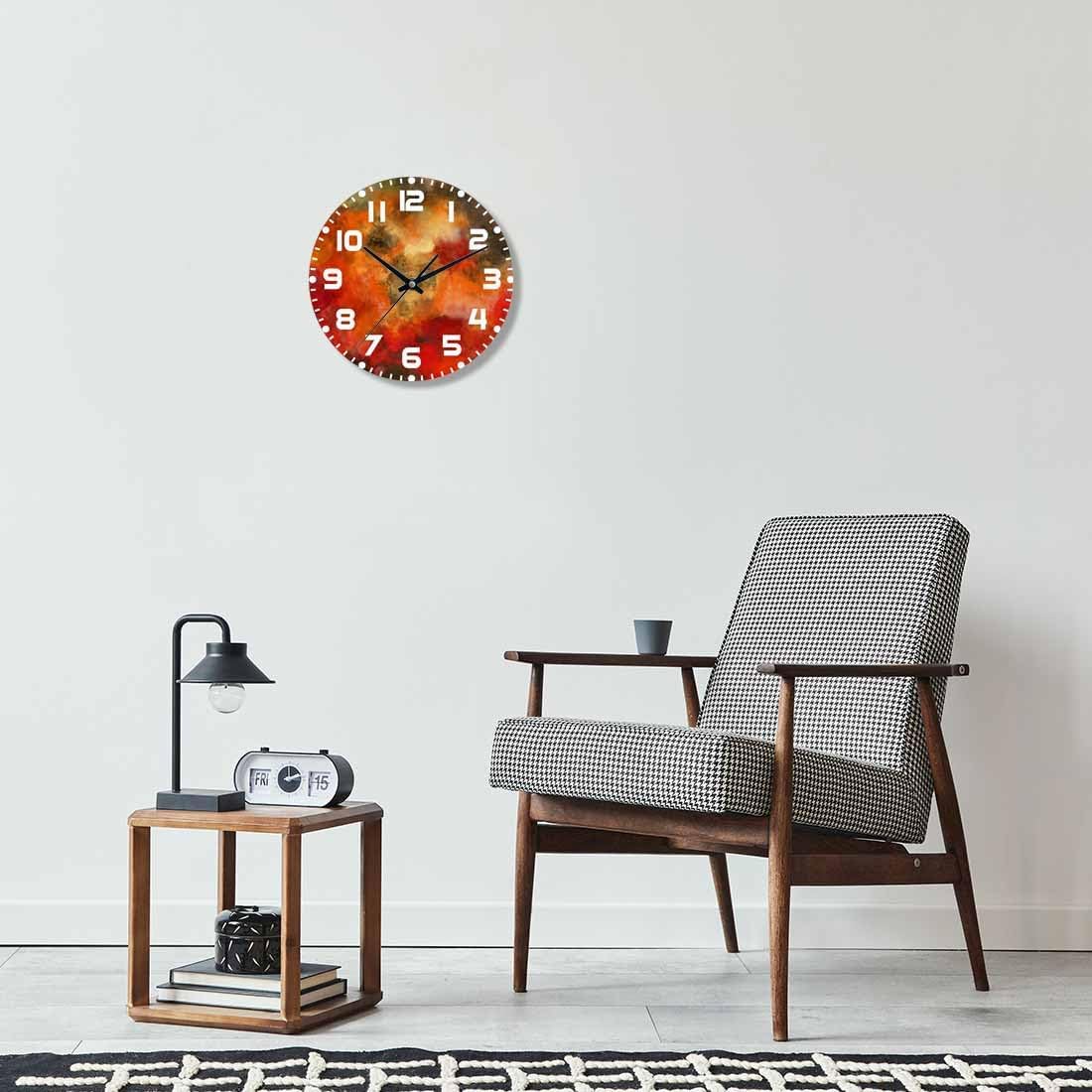 Lemon Wall Clock Yellow-Green Lemon Leaves Battery Powered Wall Clock Silent Non Ticking 10 Inch for Living Room, Kitchen, Home,Bathroom, Bedroom - Colors B