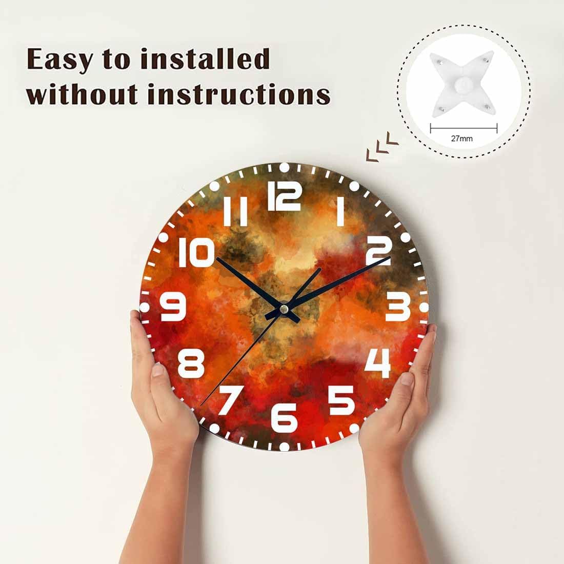 Lemon Wall Clock Yellow-Green Lemon Leaves Battery Powered Wall Clock Silent Non Ticking 10 Inch for Living Room, Kitchen, Home,Bathroom, Bedroom - Colors B