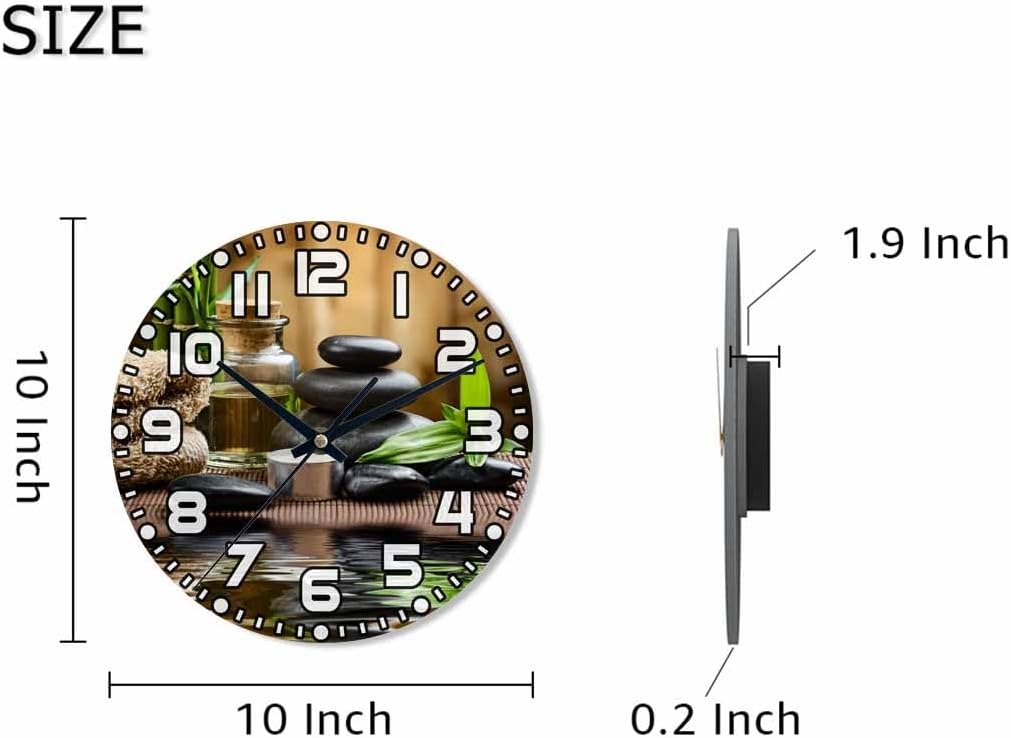 Lemon Wall Clock Yellow-Green Lemon Leaves Battery Powered Wall Clock Silent Non Ticking 10 Inch for Living Room, Kitchen, Home,Bathroom, Bedroom - Colors B