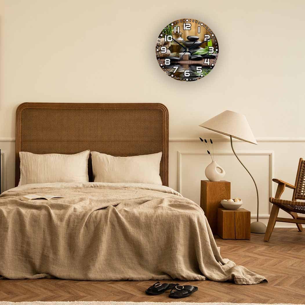 Lemon Wall Clock Yellow-Green Lemon Leaves Battery Powered Wall Clock Silent Non Ticking 10 Inch for Living Room, Kitchen, Home,Bathroom, Bedroom - Colors B