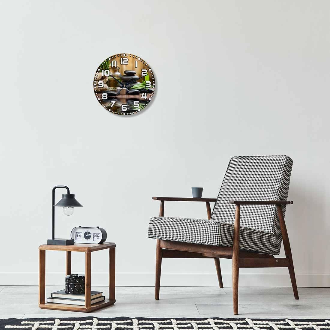 Lemon Wall Clock Yellow-Green Lemon Leaves Battery Powered Wall Clock Silent Non Ticking 10 Inch for Living Room, Kitchen, Home,Bathroom, Bedroom - Colors B