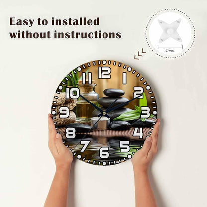 Lemon Wall Clock Yellow-Green Lemon Leaves Battery Powered Wall Clock Silent Non Ticking 10 Inch for Living Room, Kitchen, Home,Bathroom, Bedroom - Colors B