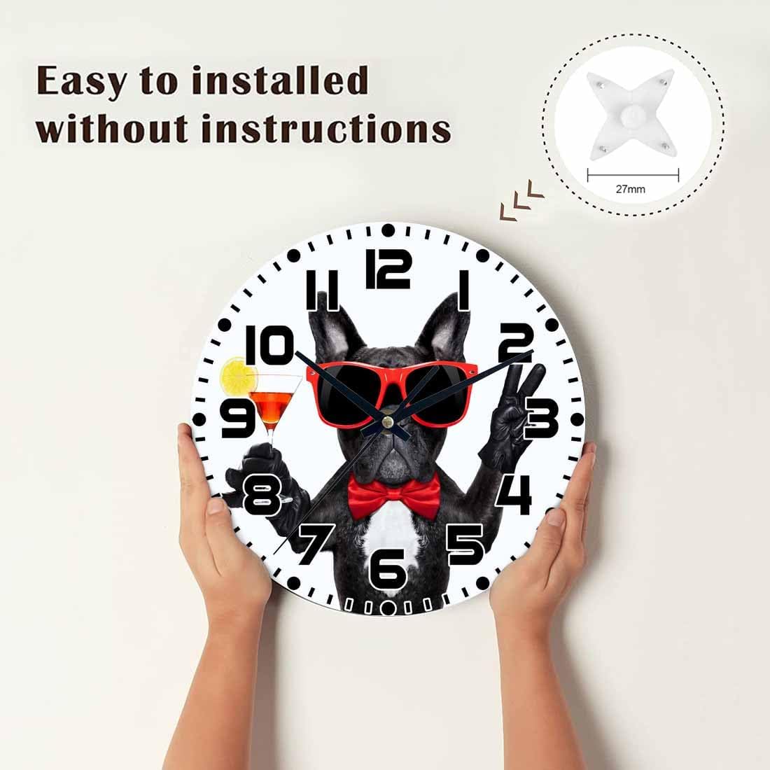 Lemon Wall Clock Yellow-Green Lemon Leaves Battery Powered Wall Clock Silent Non Ticking 10 Inch for Living Room, Kitchen, Home,Bathroom, Bedroom - Colors B