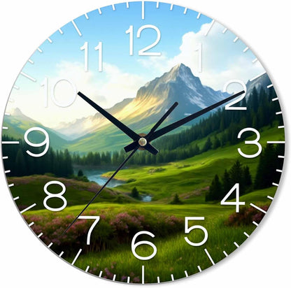 Lemon Wall Clock Yellow-Green Lemon Leaves Battery Powered Wall Clock Silent Non Ticking 10 Inch for Living Room, Kitchen, Home,Bathroom, Bedroom - Colors B