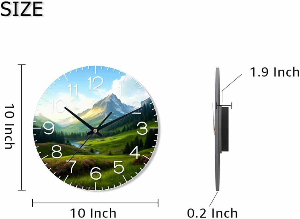 Lemon Wall Clock Yellow-Green Lemon Leaves Battery Powered Wall Clock Silent Non Ticking 10 Inch for Living Room, Kitchen, Home,Bathroom, Bedroom - Colors B