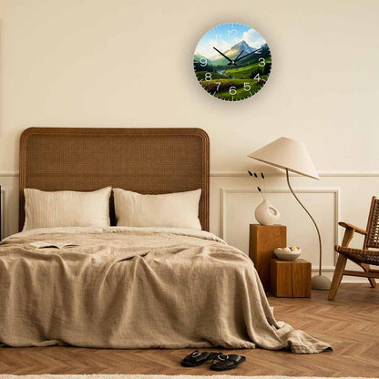 Lemon Wall Clock Yellow-Green Lemon Leaves Battery Powered Wall Clock Silent Non Ticking 10 Inch for Living Room, Kitchen, Home,Bathroom, Bedroom - Colors B