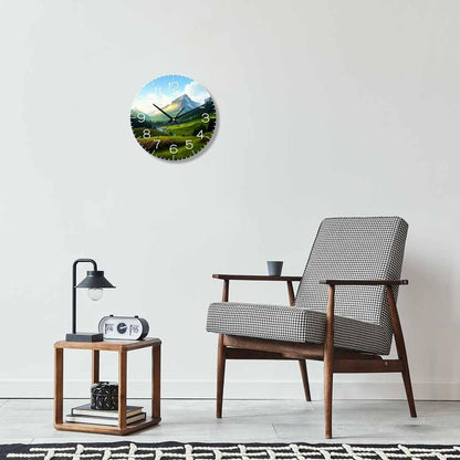Lemon Wall Clock Yellow-Green Lemon Leaves Battery Powered Wall Clock Silent Non Ticking 10 Inch for Living Room, Kitchen, Home,Bathroom, Bedroom - Colors B