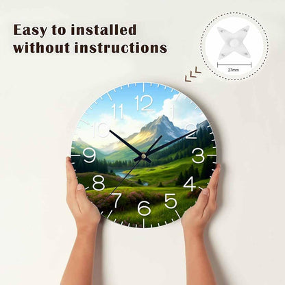 Lemon Wall Clock Yellow-Green Lemon Leaves Battery Powered Wall Clock Silent Non Ticking 10 Inch for Living Room, Kitchen, Home,Bathroom, Bedroom - Colors B