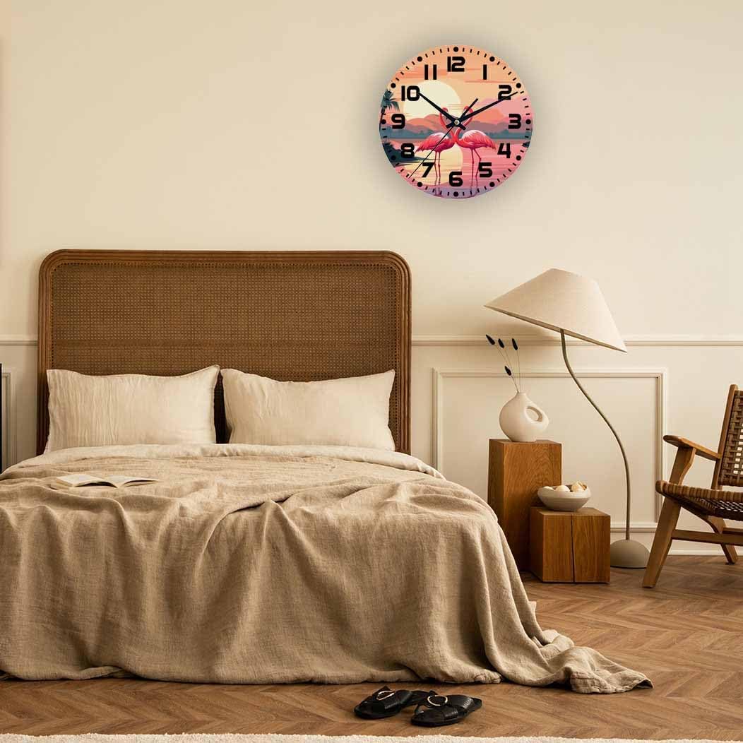Lemon Wall Clock Yellow-Green Lemon Leaves Battery Powered Wall Clock Silent Non Ticking 10 Inch for Living Room, Kitchen, Home,Bathroom, Bedroom - Colors B