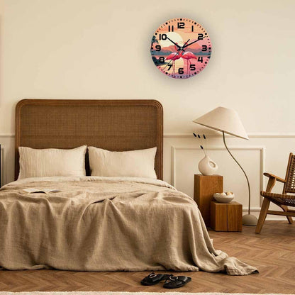 Lemon Wall Clock Yellow-Green Lemon Leaves Battery Powered Wall Clock Silent Non Ticking 10 Inch for Living Room, Kitchen, Home,Bathroom, Bedroom - Colors B