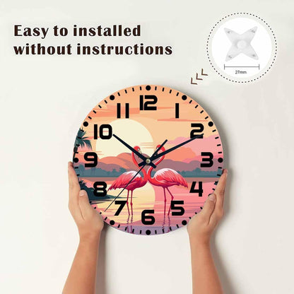 Lemon Wall Clock Yellow-Green Lemon Leaves Battery Powered Wall Clock Silent Non Ticking 10 Inch for Living Room, Kitchen, Home,Bathroom, Bedroom - Colors B