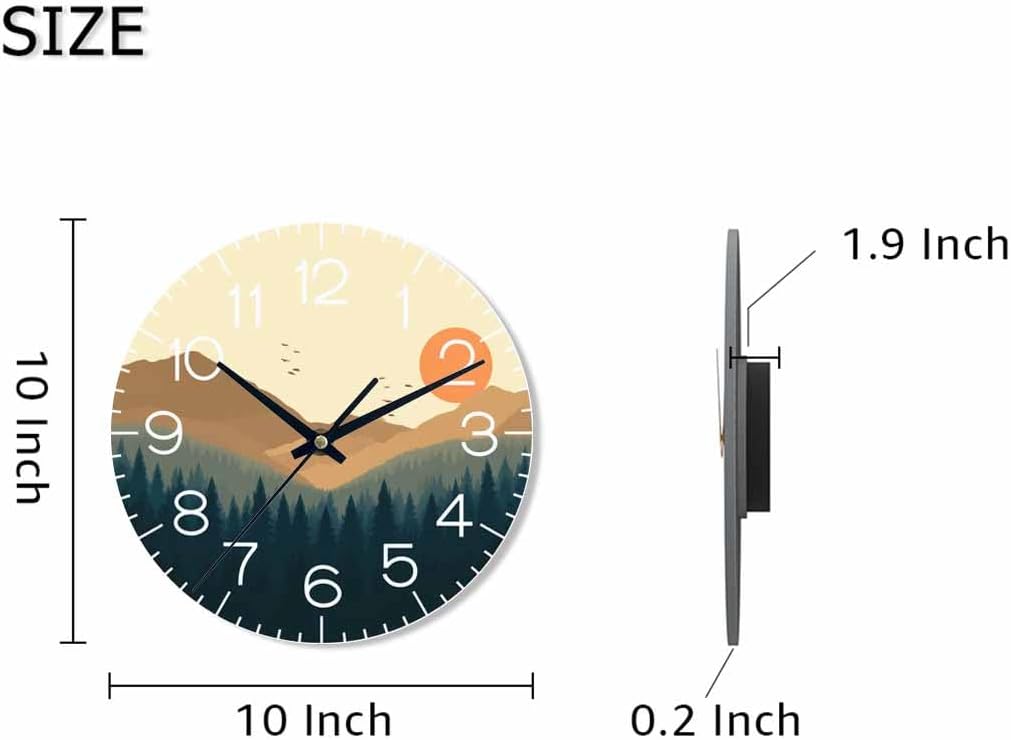 Lemon Wall Clock Yellow-Green Lemon Leaves Battery Powered Wall Clock Silent Non Ticking 10 Inch for Living Room, Kitchen, Home,Bathroom, Bedroom - Colors B