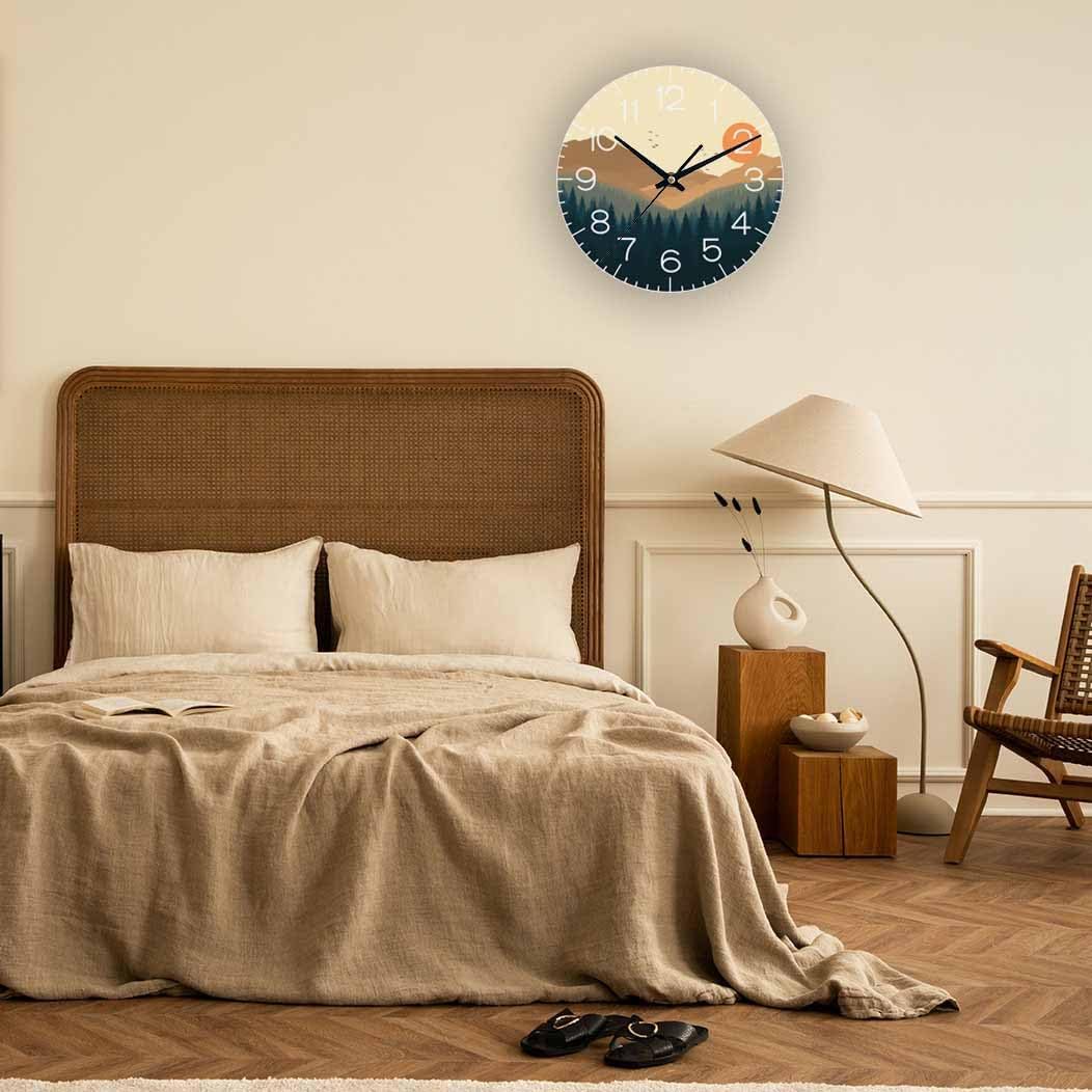 Lemon Wall Clock Yellow-Green Lemon Leaves Battery Powered Wall Clock Silent Non Ticking 10 Inch for Living Room, Kitchen, Home,Bathroom, Bedroom - Colors B