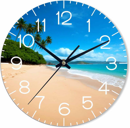 Lemon Wall Clock Yellow-Green Lemon Leaves Battery Powered Wall Clock Silent Non Ticking 10 Inch for Living Room, Kitchen, Home,Bathroom, Bedroom - Colors B