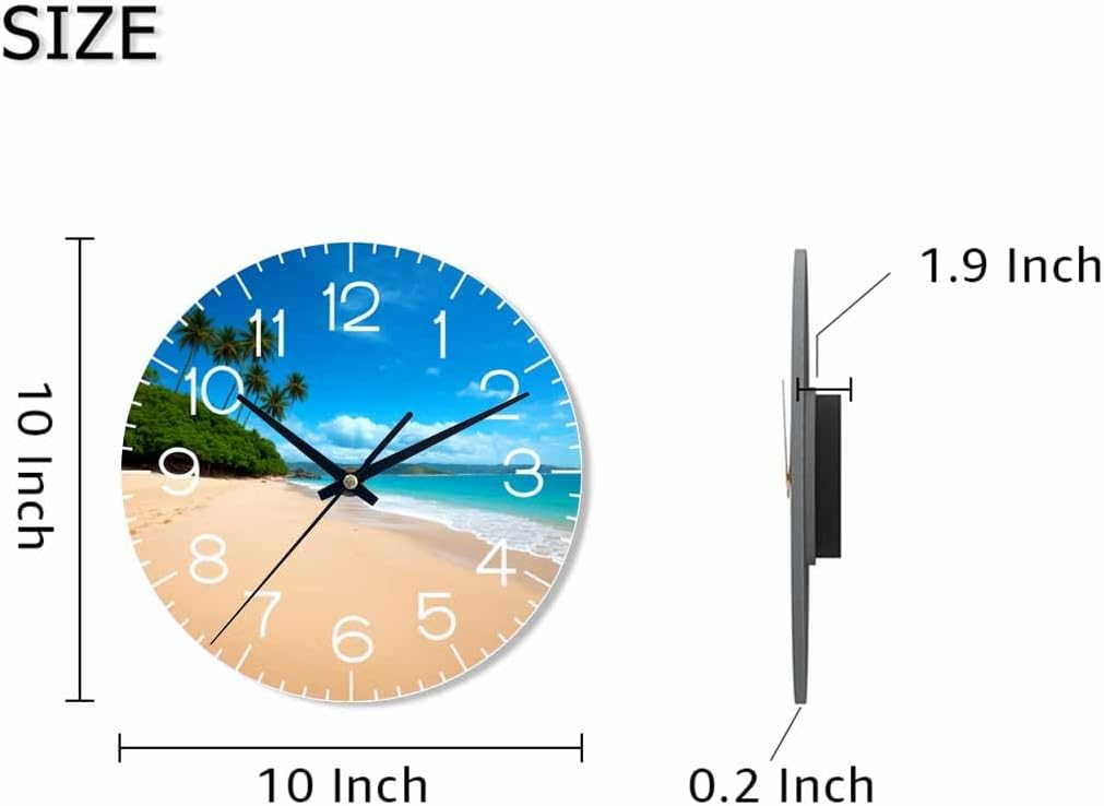 Lemon Wall Clock Yellow-Green Lemon Leaves Battery Powered Wall Clock Silent Non Ticking 10 Inch for Living Room, Kitchen, Home,Bathroom, Bedroom - Colors B