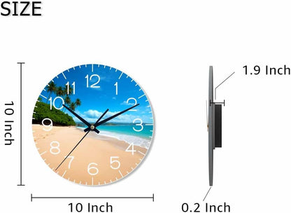 Lemon Wall Clock Yellow-Green Lemon Leaves Battery Powered Wall Clock Silent Non Ticking 10 Inch for Living Room, Kitchen, Home,Bathroom, Bedroom - Colors B