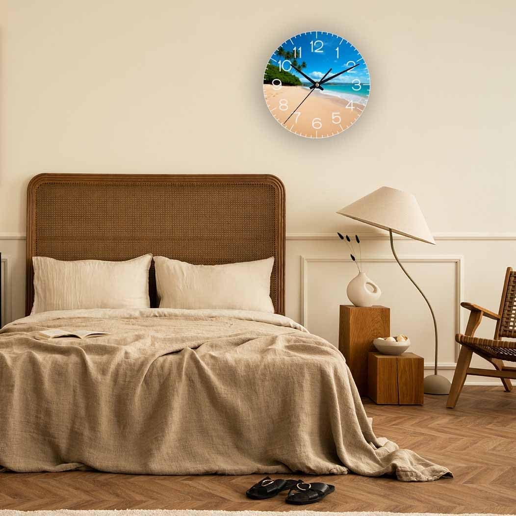 Lemon Wall Clock Yellow-Green Lemon Leaves Battery Powered Wall Clock Silent Non Ticking 10 Inch for Living Room, Kitchen, Home,Bathroom, Bedroom - Colors B
