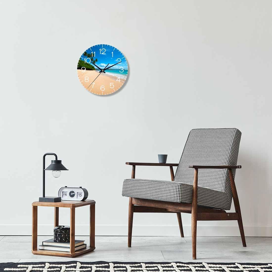 Lemon Wall Clock Yellow-Green Lemon Leaves Battery Powered Wall Clock Silent Non Ticking 10 Inch for Living Room, Kitchen, Home,Bathroom, Bedroom - Colors B