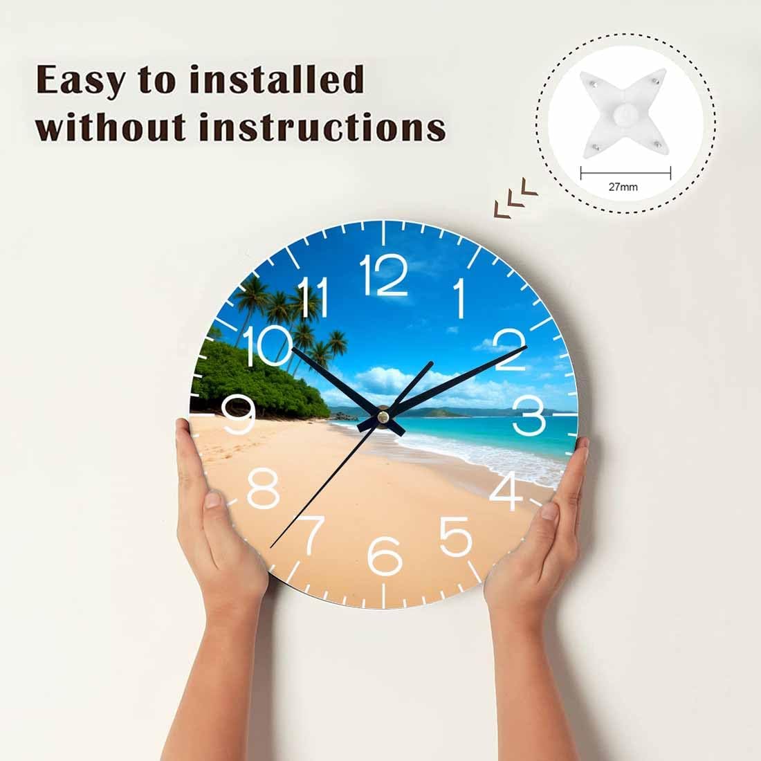Lemon Wall Clock Yellow-Green Lemon Leaves Battery Powered Wall Clock Silent Non Ticking 10 Inch for Living Room, Kitchen, Home,Bathroom, Bedroom - Colors B
