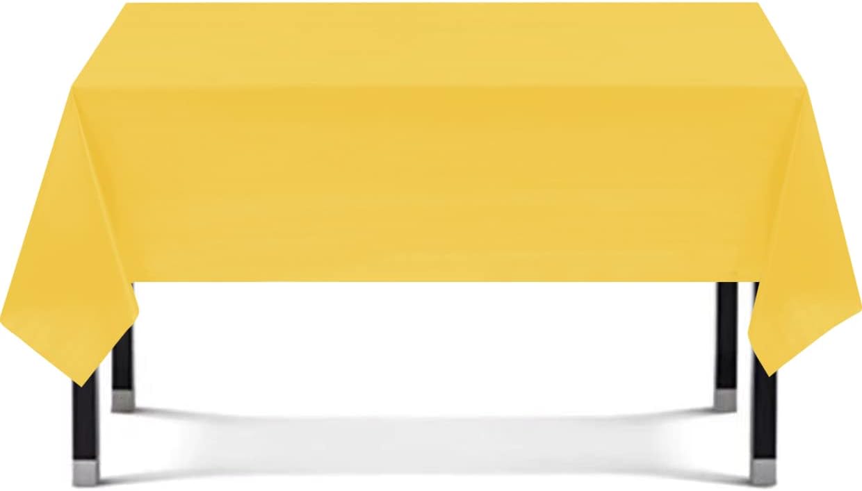 Yellow 6 Pack Premium Disposable Plastic Tablecloth 54 x 108 in - Plastic Table Cloth Disposable Tablecloth for Rectangle Table Up to 8 Feet