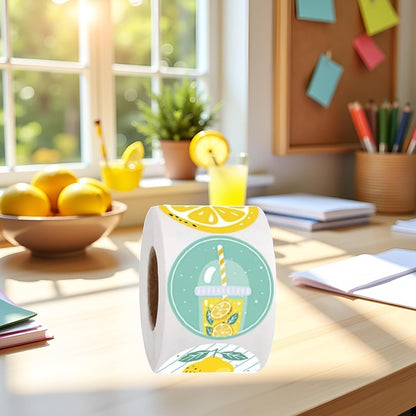 500Pcs 1 Inch Lemon Stickers Roll for Envelope Seals 8 Different Design Sticker for Business Kids Card Candy Cookie Bag Gift Party, Envelope Seals, Labels and Stickers