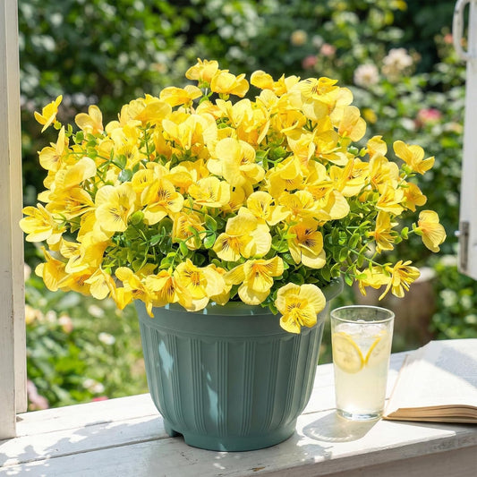 trytuny Artificial Flowers for Outdoor, Realistic Faux Plants for Outside Indoor Porch Patio Window Box Planter Home Decor (12pcs -Yellow)