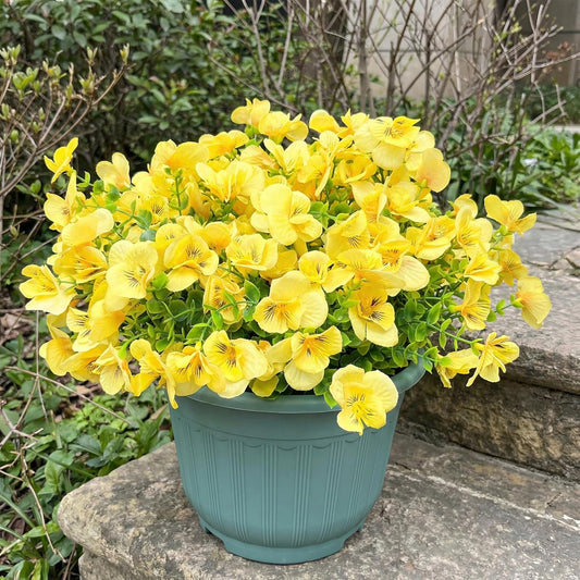 trytuny Artificial Flowers for Outdoor, Realistic Faux Plants for Outside Indoor Porch Patio Window Box Planter Home Decor (12pcs -Yellow)