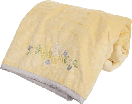 Plush Baby Blanket Super-Soft for Boys and Girls, Gifts for Kids Embroidered Fleece Baby Blanket, Portable Bed Throws for Baby Crib and Toddler Bed, 30”x40”(Yellow Grey Floral)