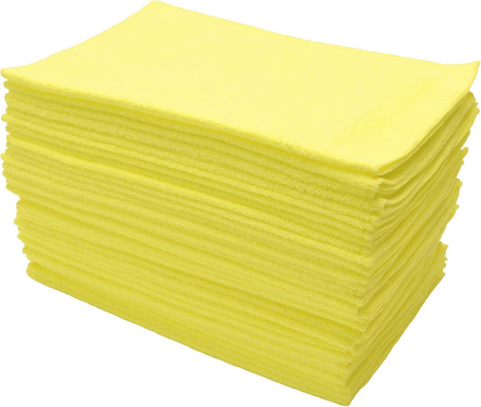 300 GSM Microfiber Cleaning Cloths, Soft, Streak-Free, Lint-Free, Ultra Absorbent, Reusable Towels for Auto Detailing, Home Cleaning, Kitchen, Glass, Electronics, 12x16in, 36-Pack, Yellow