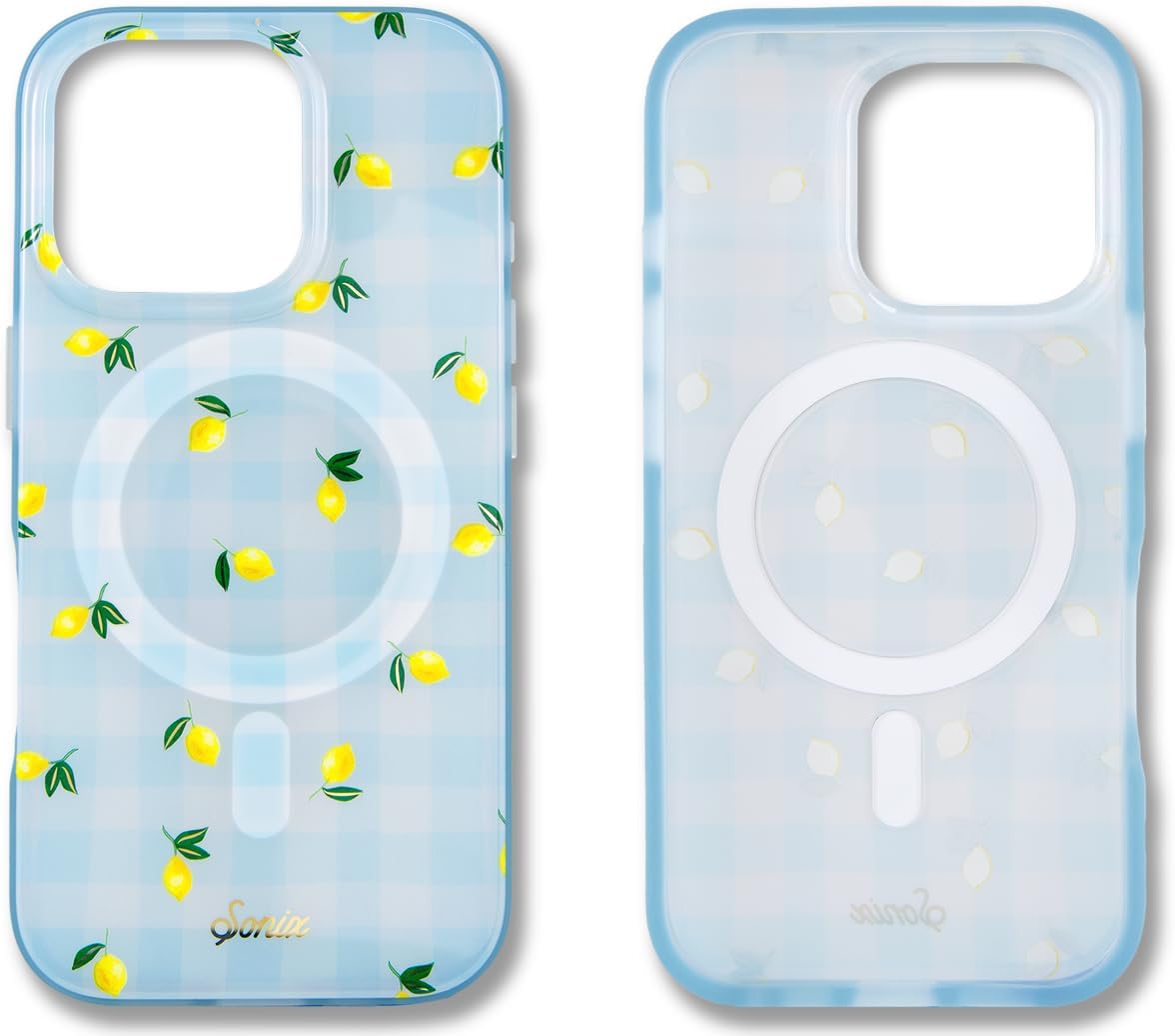 Phone Case for iPhone 16 Pro | Compatible with MagSafe | 10ft Drop Tested | Lemon Gingham