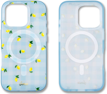 Phone Case for iPhone 16 Pro | Compatible with MagSafe | 10ft Drop Tested | Lemon Gingham