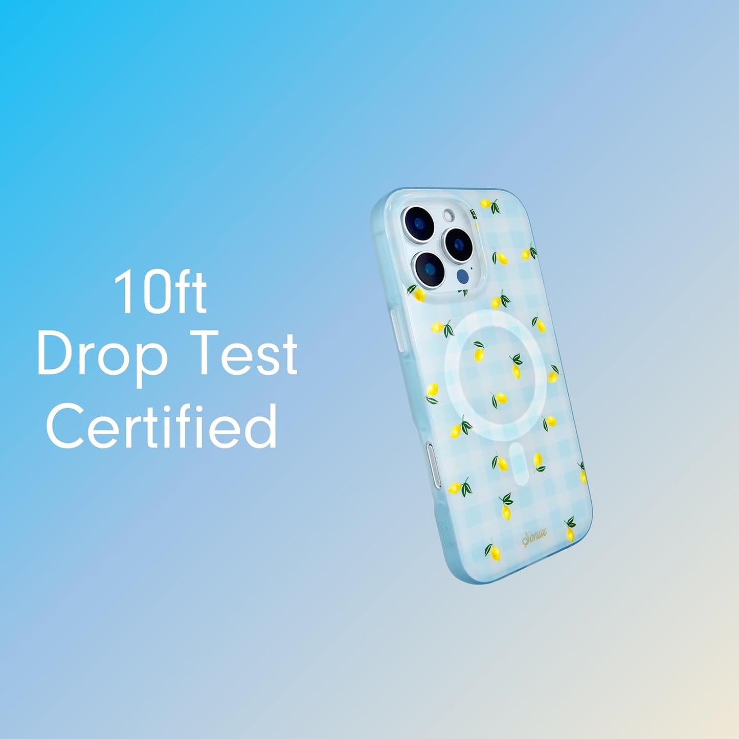 Phone Case for iPhone 16 Pro | Compatible with MagSafe | 10ft Drop Tested | Lemon Gingham