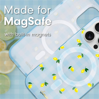 Phone Case for iPhone 16 Pro | Compatible with MagSafe | 10ft Drop Tested | Lemon Gingham