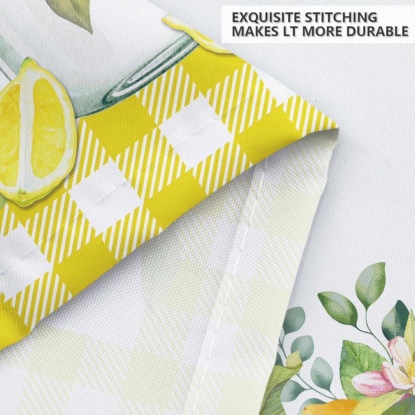 Lemon Shower Curtains for Bathroom, Summer Fruit Green Leaves Bathroom Decor, Waterproof Polyester Fabric Shower Curtain with Hooks 72x72 Inch