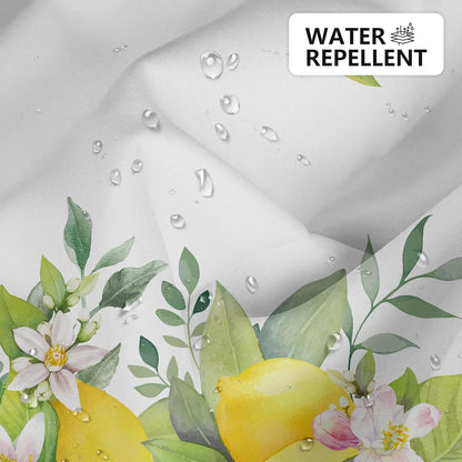 Lemon Shower Curtains for Bathroom, Summer Fruit Green Leaves Bathroom Decor, Waterproof Polyester Fabric Shower Curtain with Hooks 72x72 Inch