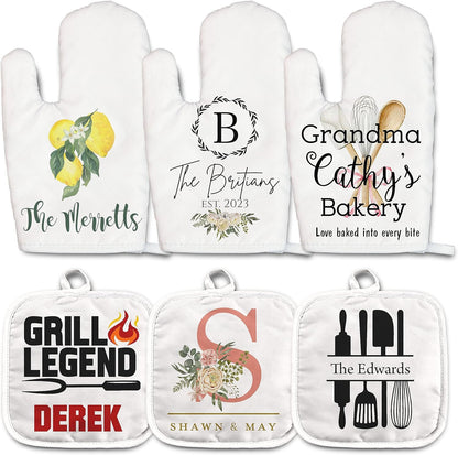 Lemon Personalized Oven Mitt and Pot Holder Set | Oven Mitt | Pot Holder | Kitchen Gifts | Housewarming, Wedding Gift